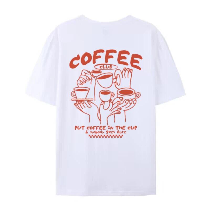 Coffee Club Print Women T Shirt Cute Y2k Retro Cotton Shirt Aesthetic Streetwear Graphic Tops Unisex Funny Coffee Lover TShirts S
