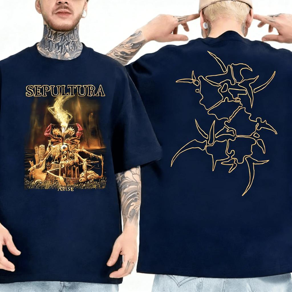 2026 Summer Sepultura T-shirt 1991 Flogging Metal Death Metal Slot Metal T-shirt Top Unisex Round-neck Short-sleeved T-shirt Tops Tees