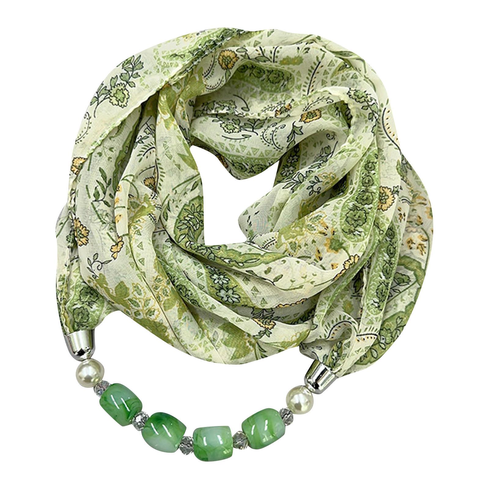 

Великолепные бусины, шарф с круглым кольцом, женские аксессуары для шарфов, ожерелье, этнический шарф One Size зелёный
