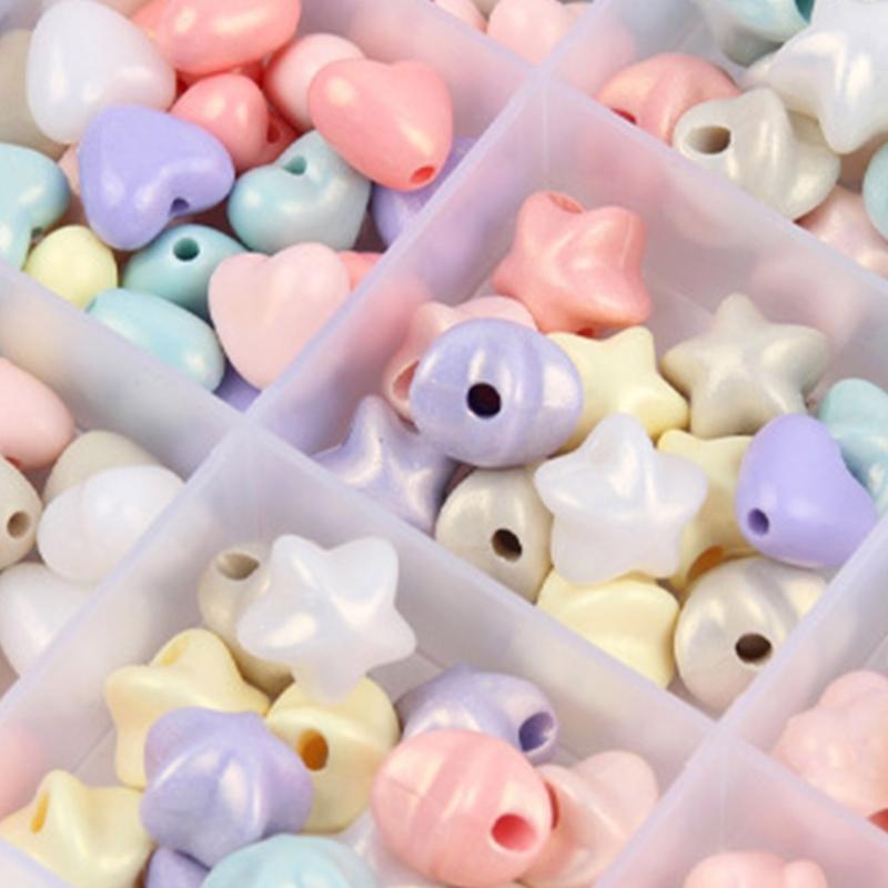 Colorful Acrylic Beads with Hole Craft Beads Heart Beads Bear Spacer Beads for Bracelets Jewelry Making Craft Project