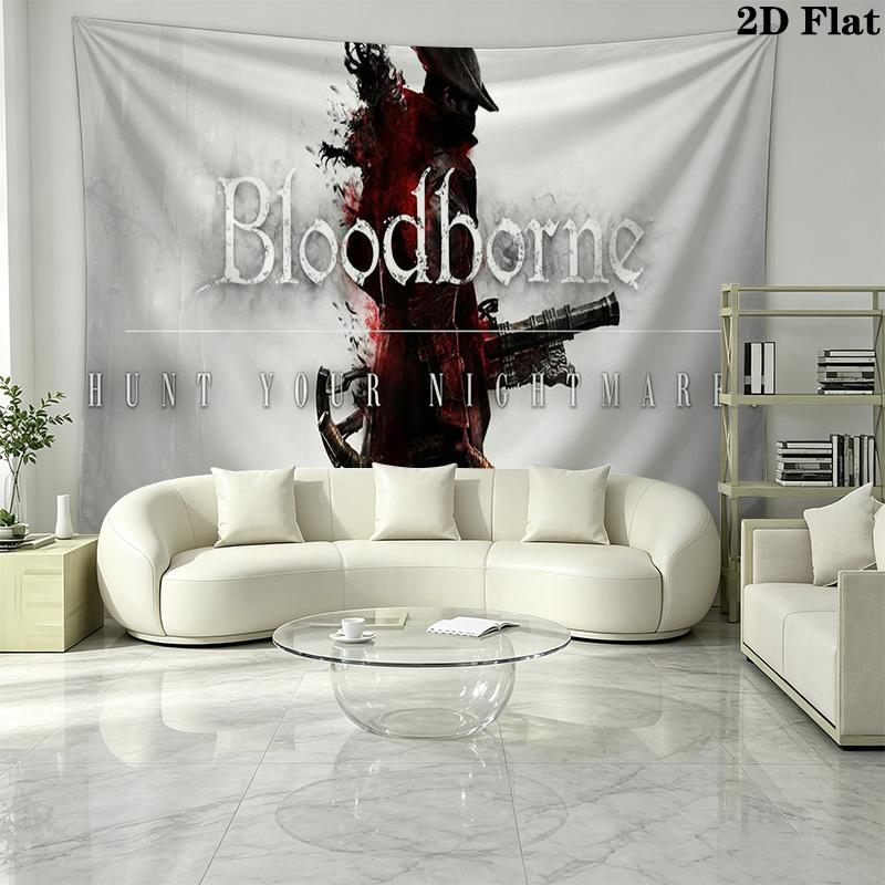 Bloodborne Wall Tapestry Aesthetic Wall Hanging Printed Fabric Blanket Decorative Tapestries for Bedroom Living Room Home Decor