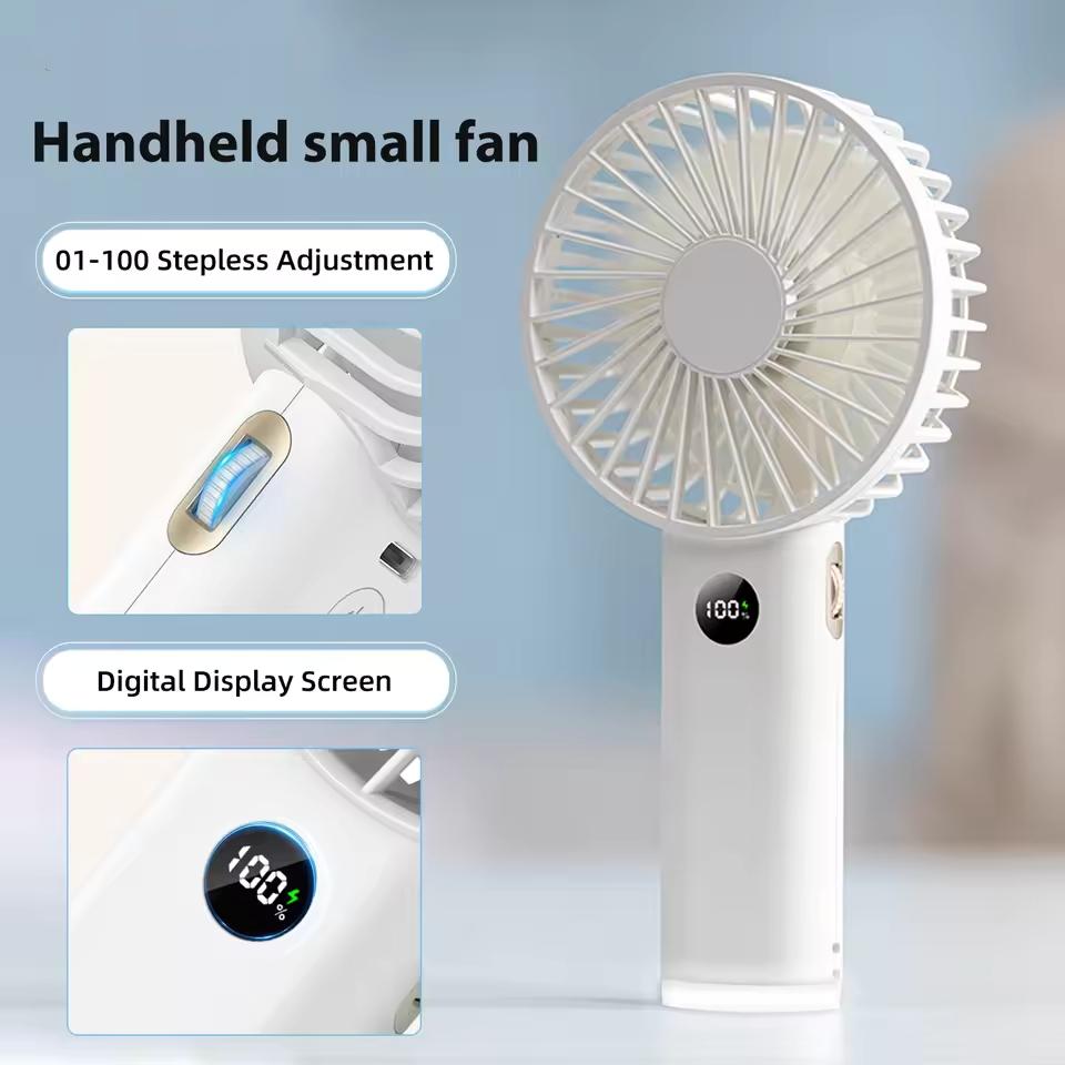 Handheld Fan Portable Mini USB Hand Fan 3600mAh Rechargeable Stepless Speed Control Display Nightlight