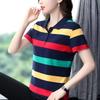 Top Estivi da Donna Magliette a Righe Sexy Vintage Manica Corta Polo T-Shirt Ampi Casual