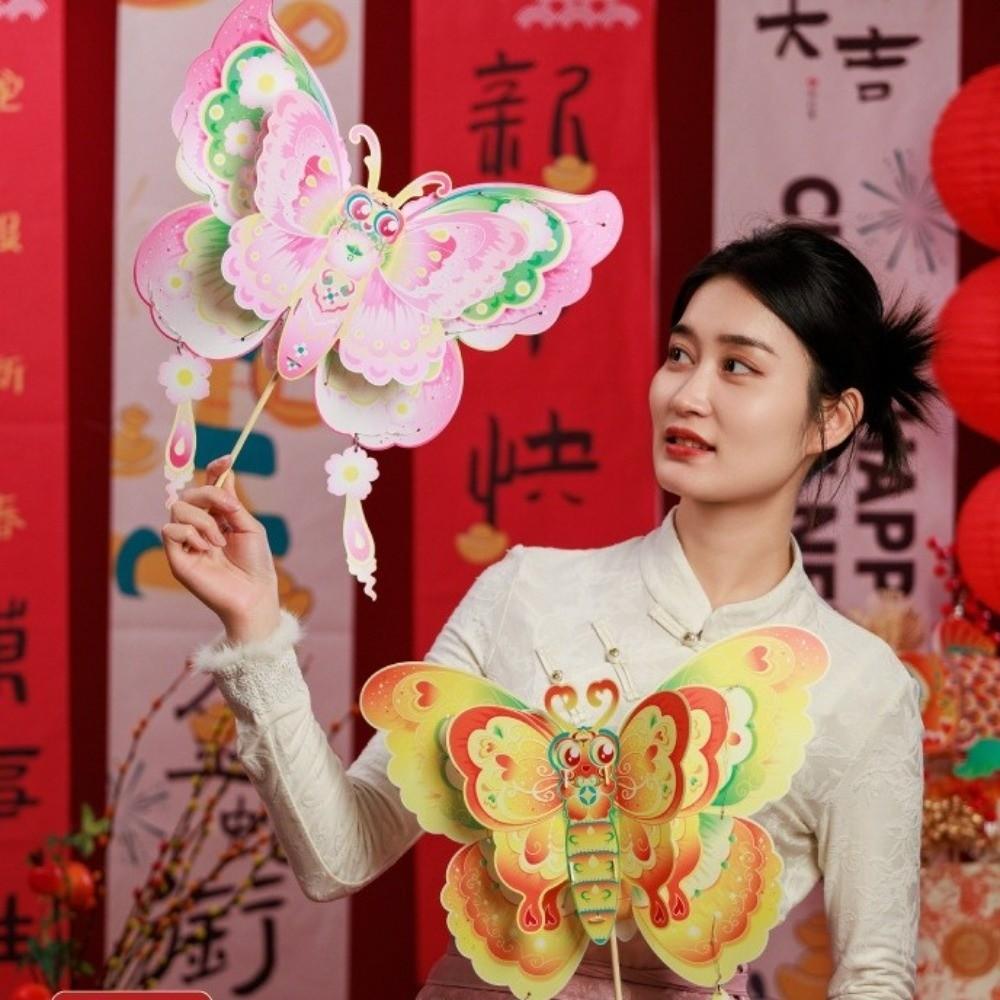 Can Carry and Hold Mid-Autumn Festival lantern DIY Handmade DIY Handheld Butterfly lantern Paper Luminous