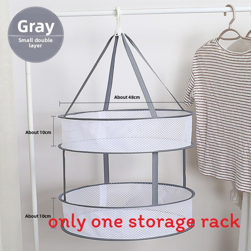 Collapsible Double Layer Clothing Drying Basket With Breathable Fabric For Home Use