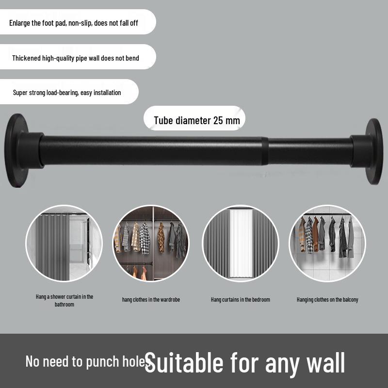 Nastavitelná teleskopická tyč bez vrtání pro sprchové závěsy, věšení oblečení, sušení na balkoně a organizaci šatní skříně