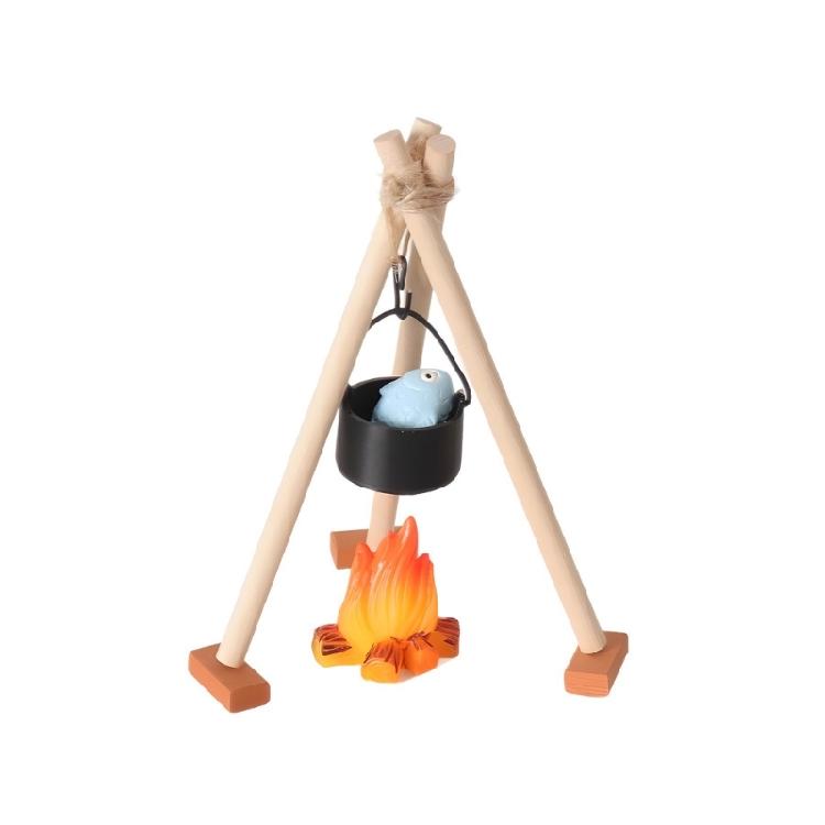 Miniatur Outdoor Camping Kochset Mit Realistischen Holzmaserungen Brennholz Und Kochutensilien Für Puppenhaus Szenen Dekorationen