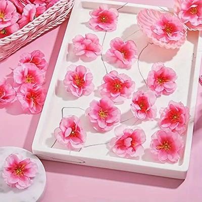 7/14Pcs Peach Blossom Petals Artificial Flower Heads Cherry Blossom Heads Home Room Decor Bridal Wedding Decoration Accessories