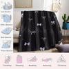 Lace & Bow Stripes Flannel Blanket Warm Soft Halloween Christmas Couch Warm Cozy Decorative Decor Gift for All Season