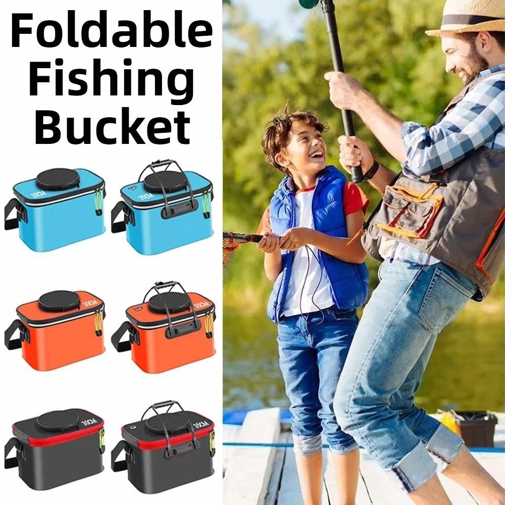 Water-Resistant Foldable Fishing Bucket EVA Thickened Live Fish Tackle Box Durable Lightweight Fish Oxygenation Pump Container