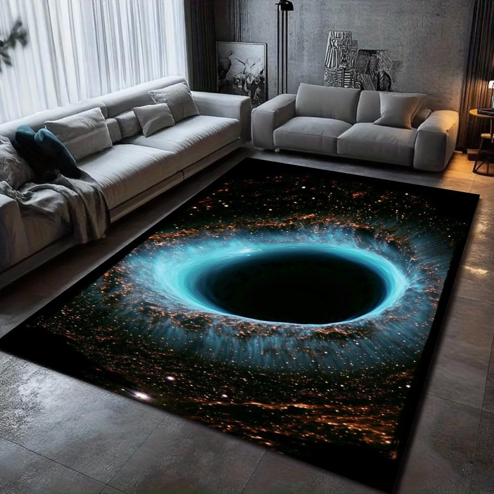 3D Visual Illusion Black Hole Galaxy Area Rug Space Universe Home Decor Carpet Soft Non-slip Floor Mat for Living Room Bedroom