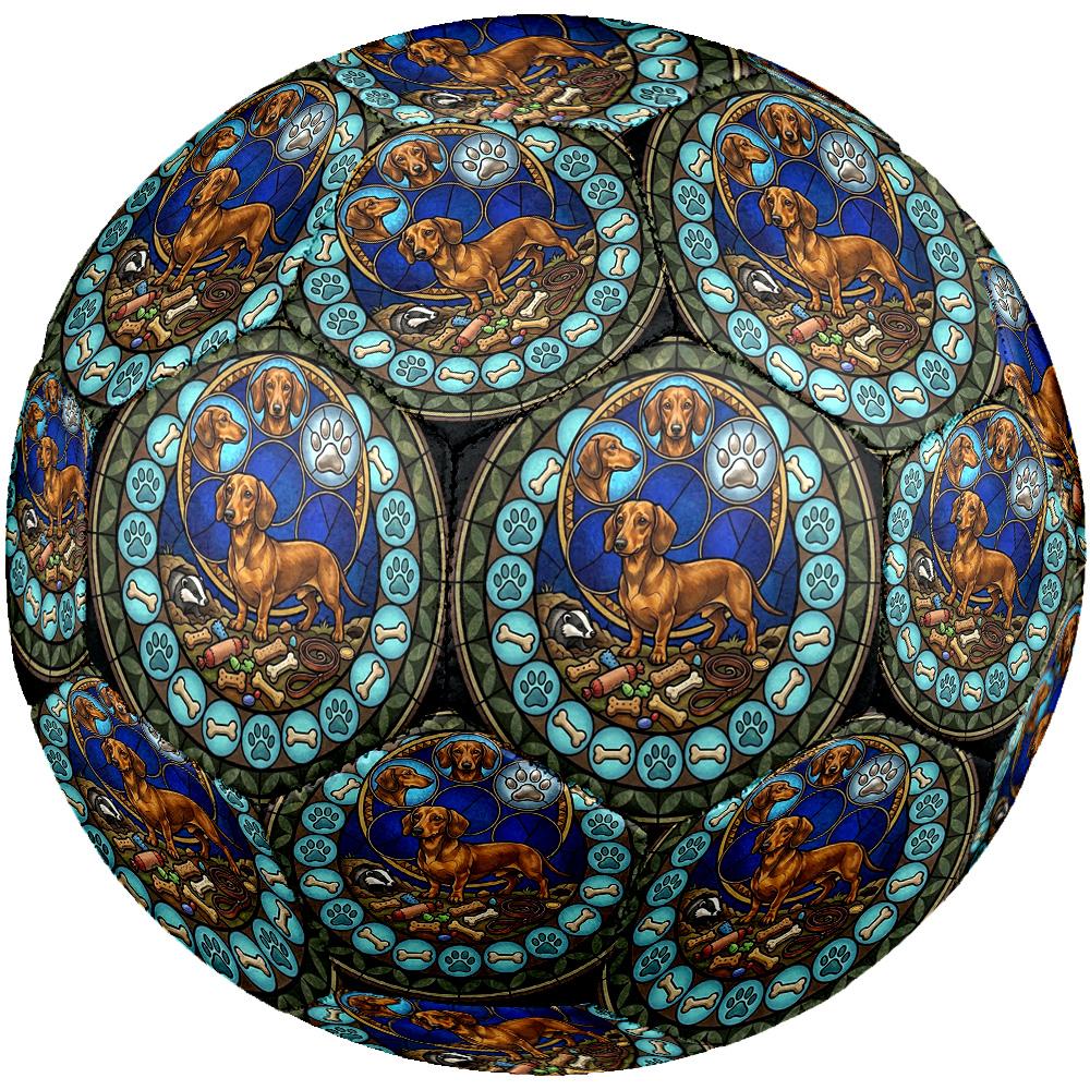 Dachshund Glass Art Round Football Size 5 Adult Ball Suitable for Training Matches and Outdoor Team.