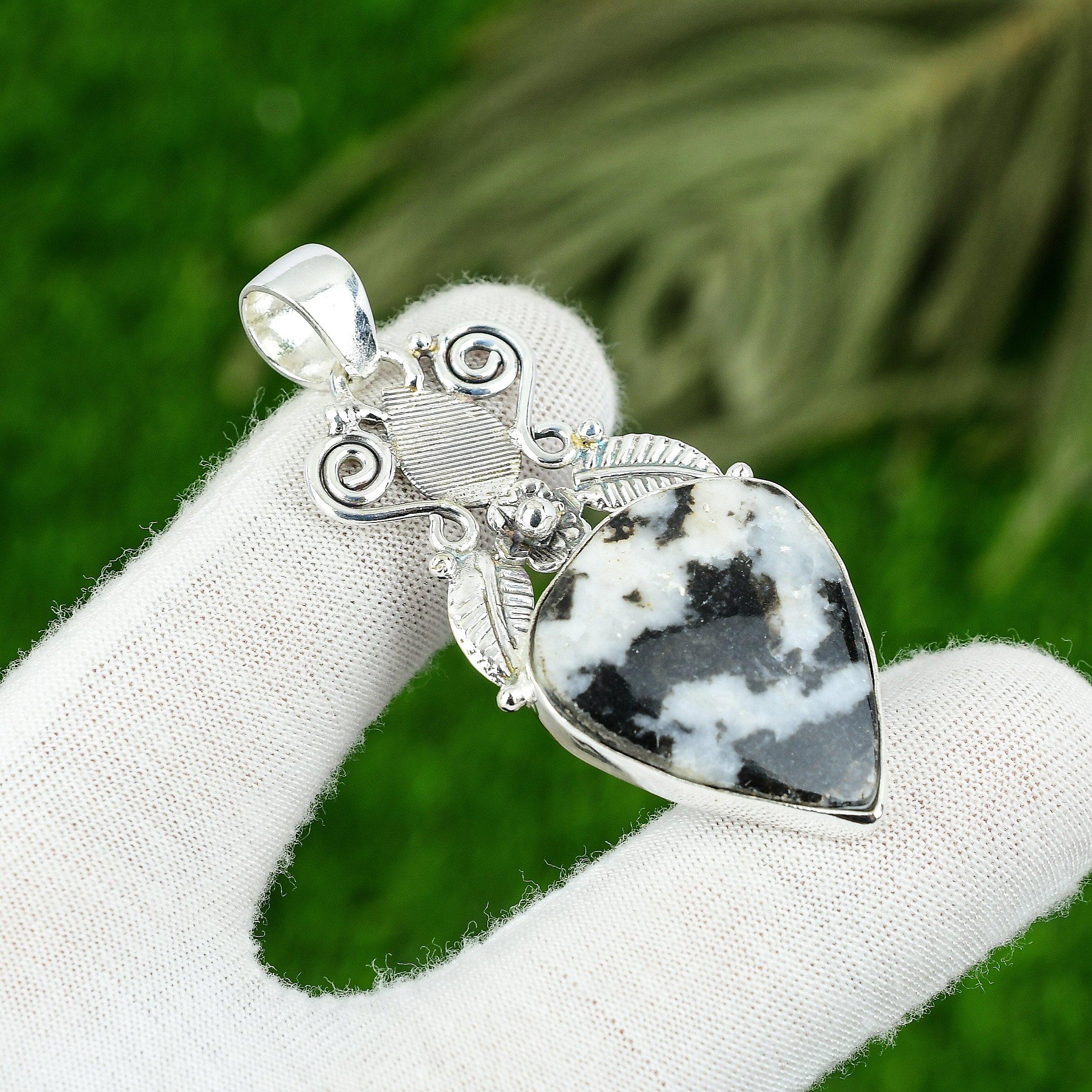 

Распродажа ко Дню матери Серебро 925 пробы Груша Зебра Яшма Драгоценный камень Подвеска Сестра Ювелирные изделия