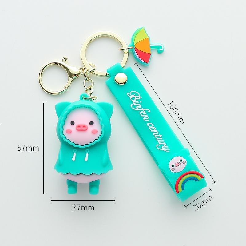 Keychain Raincoat Piglet Cartoon Book Bag Pendant Decorative Accessories Couple Key Ring