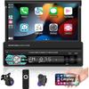 1 Din Car Radio - Podofo - Adjustable Touchscreen - Bluetooth - Carplay - Android Auto