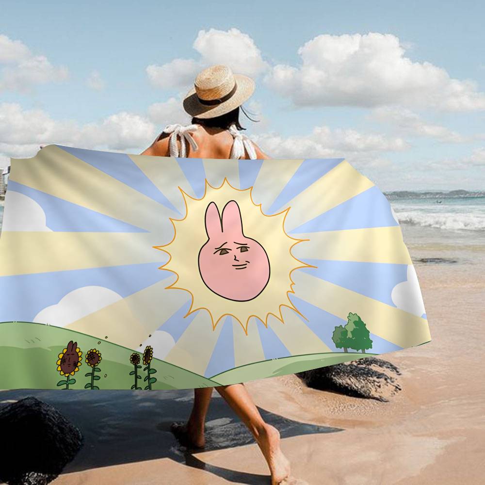 My F-Friend Pink Rabbit Funny Microfiber Blanket Drying Beach Towels Oversized Printing Super Absorbent Pool Towel Blanket