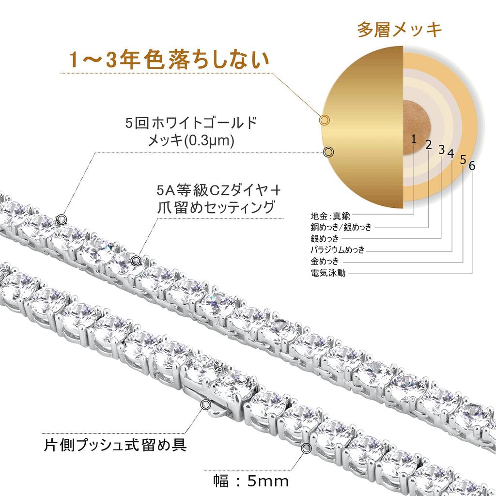 Tennis Chain Tennis Necklace Width 5mm CZ Diamond White Gold Plated Chain Necklace Zirconia Hip Hop Jewelry Bling B Series Street Style Accessories
