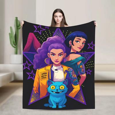 Super Soft KPop Demon Hunters Throw Blanket Plush Bedding for Kids Couch Chair Flannel Bedspread Cover