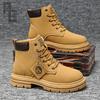 Men's Boots, Oversized Retro British Style High Top Workwear Boots, Fashionable and Versatile Casual Leather Boots