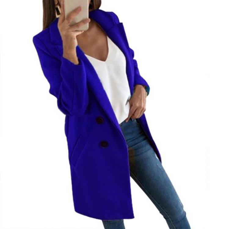Winter Warm Cardigan Jacket Long Solid Color Blazer Coat Women Overcoat Autumn