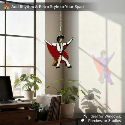 Decoración Colgante Rey Bailarín Adorno Colgante Acrílico Estilo Vitral Spinner Atrapasoles para Decoración de Jardín Patio Ventana
