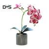 Artificial Potted Plant Faux Moth Orchid Bonsai Desktop Artificial Potted Phalaenopsis Flowers for Home Dining Table Office Desk Decoration