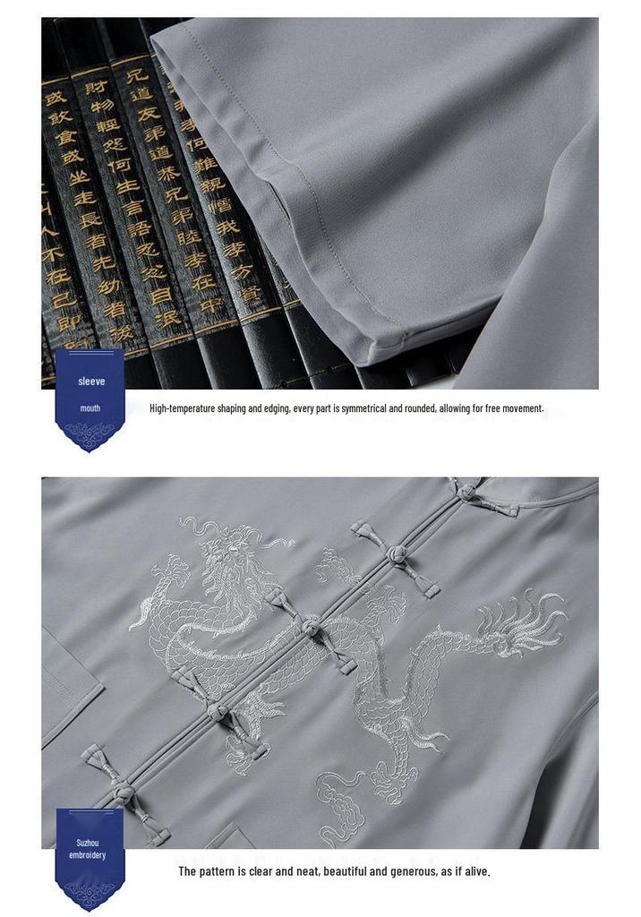 Men's Summer Tang Suit Set: Casual, Loose, Lightweight, Chinese Style for Middle-Aged & Elderly