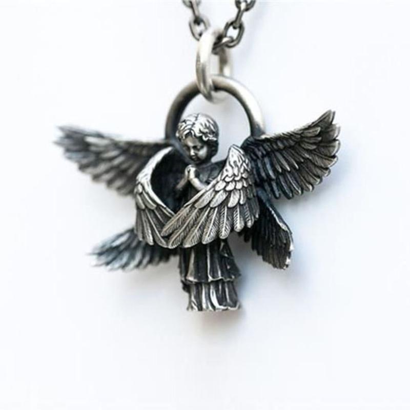 Seraphim Pendant Necklace Long Chain Angel Clavicle Chain Men and Women Couples Creative Gifts Valentine's Day Gifts