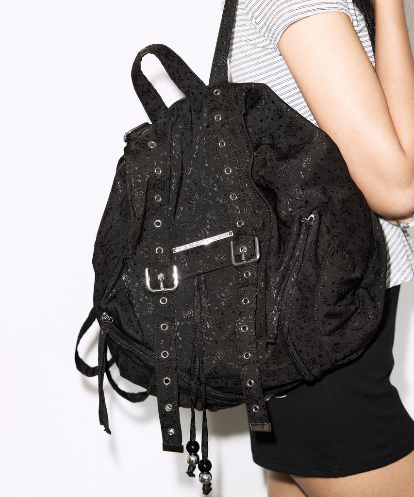 Fancy Club Satin Eyelet Backpack (Black) F26Qe989