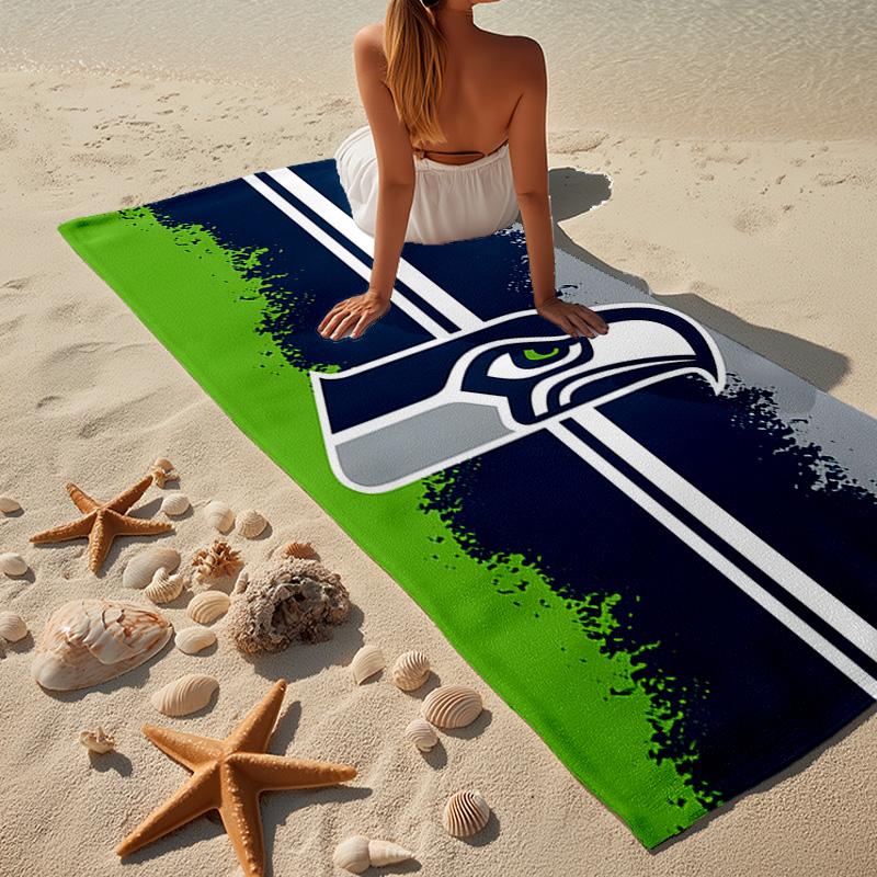 Asciugamano da Spiaggia in Microfibra Logo Seattle Seahawks, Leggero e Asciugatura Rapida, per Viaggi Estivi, Essenziale per la Spiaggia, Piscina