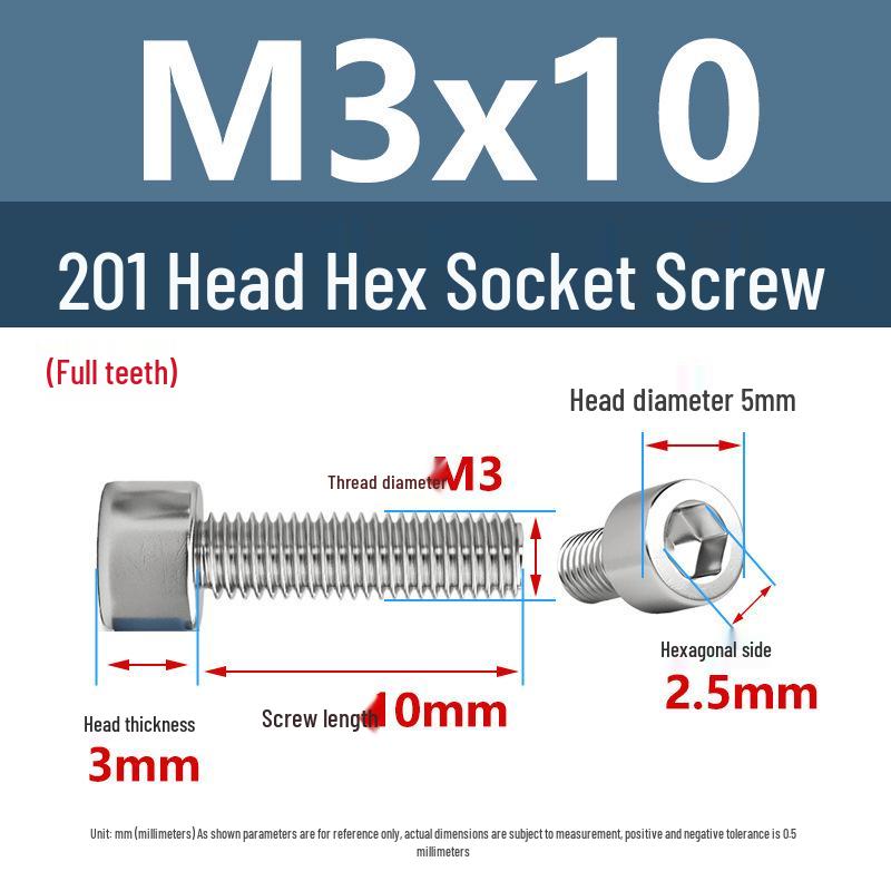 Yigu 201 Stainless Steel Cup Head Hexagon Screws and Bolts - M3, M4, M5, M6