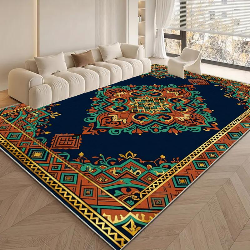 RAKKS Morocco Medallion Large Area Rug, Non-Slip Carpet for Living Room & Bedroom Kitchen, Door Mat, Sofa Bedside Mat Home Decor