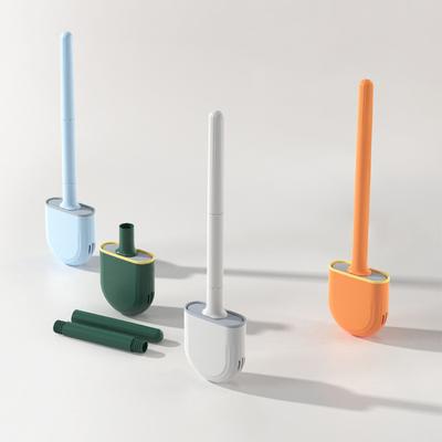 Scopino per WC in silicone TPR a prova di perdite d'acqua con base Set di portaspazzole per pulizia per scopino per WC montato a parete per bagno