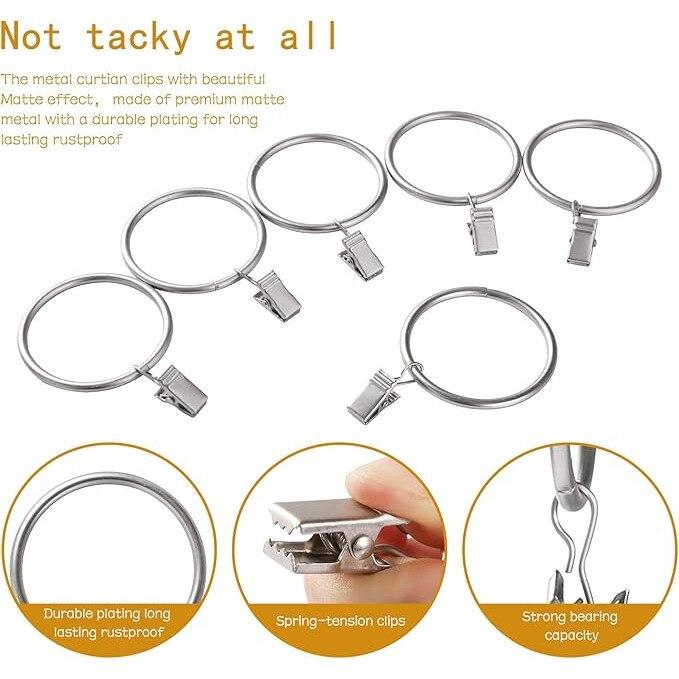 44 Pcs Silver Metal Curtain Clips with Clamps 3.8x7.3cm Curtain Accessories