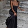 European and American Style Suspender Dress Women's Summer Sleeveless Off-the-shoulder Slim-fit Hip-wrapped Solid Color Long Dress Skirt