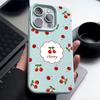 Cherry Pattern Leather Texture Plain Color Shell for iPhone 16 Pro 15 14 13 12 Pro Max 11 Soft Tpu Shockproof Matte Case Cover