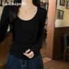La Chapelle Women's Slim-Fit U-Neck Knit Sweater