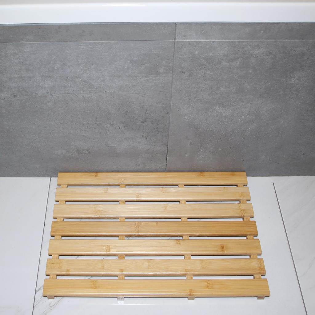 BAMBUS BADEZIMMERMATTE HOLZTEPPICH PLATTFORM 53x 35,5x 2,5cm