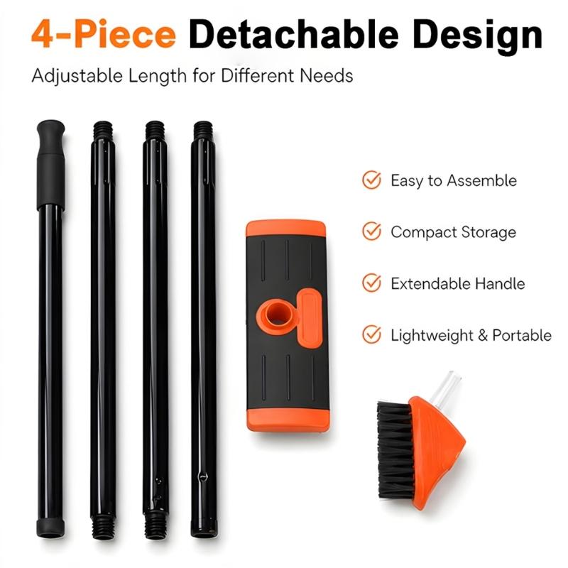 Long Handle Joint Scrub Tool with Wide and Narrow Brush Attachments for Patio Lines, Brick Openings, Balcony Edges, Outdoor Cleaning Care