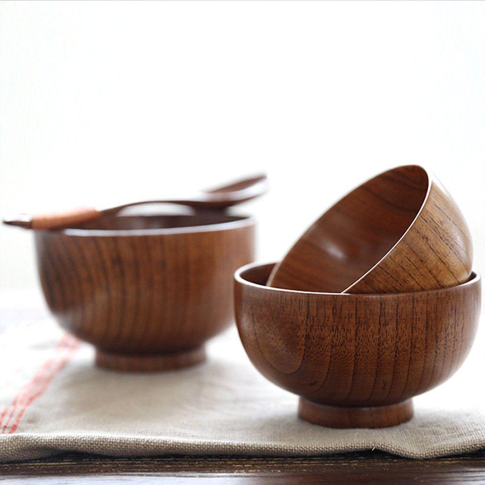 Household Tools Fruit Noodles Salad Bamboo Japanese Style Wooden Bowl Rice Bowls Natural Wood