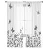 Abstrakte Blumen und Schmetterlinge, transparente Vorhänge für Wohnzimmer, Fenster, transparenter Voile-Tüll-Vorhang, Schlafzimmer-Vorhänge, Heimdekoration