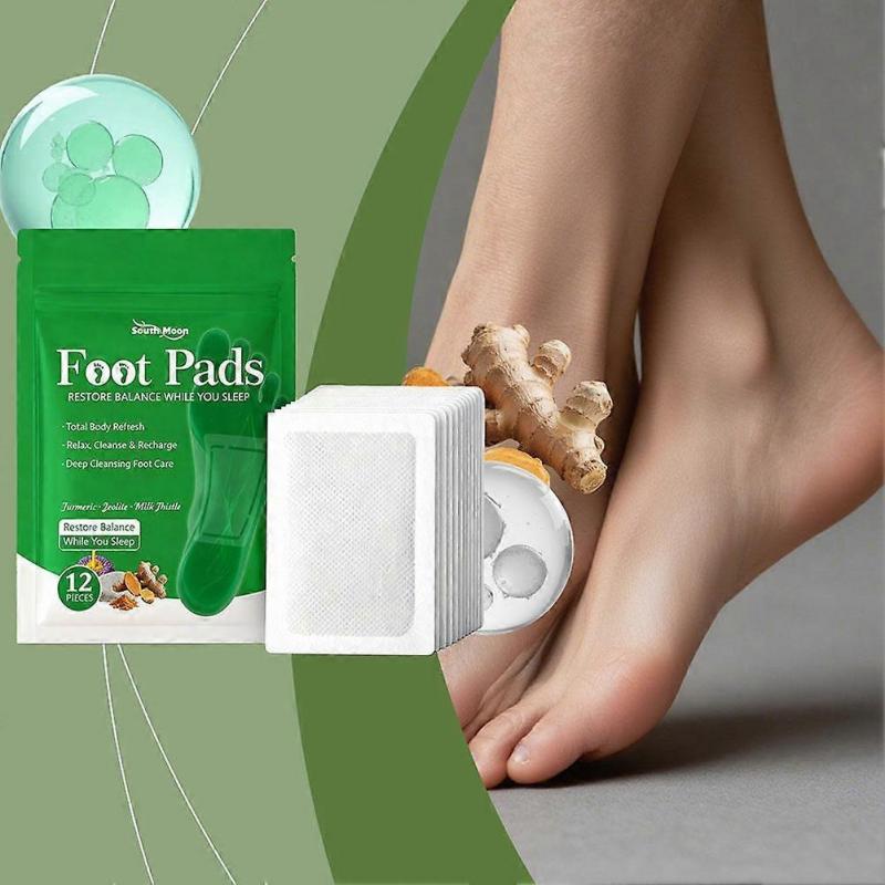 For Deep Cleansing Foot Patch 12 Pcs Detox Bamboo Vinegar Ginger Powder Relieve Stress Improve Sleep Night Use