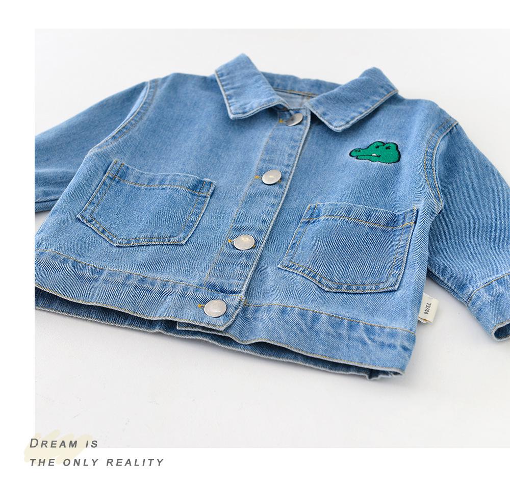 Infant Dinosaur Denim Jacket - Cotton, Ages 0-3, Autumn Wear