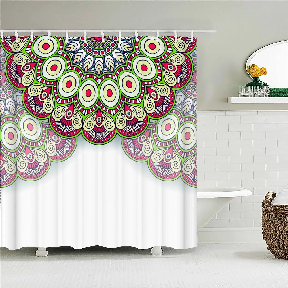 Bohemian Shower Curtains Retro Colorful Boho Printed Bath Curtain Polyester Fabric Home Decor Mosaic Shower Curtains with Hooks