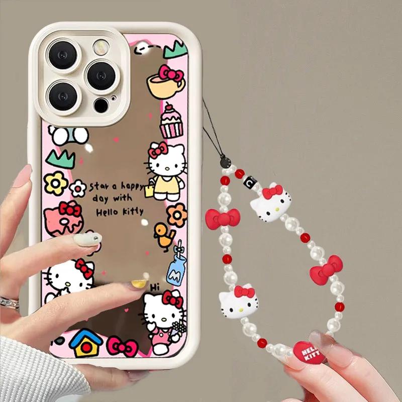 Mirror Makeup Hello Kitty Bracelet Phone Case For Xiaomi MI 15T POCO X8 Pro Max Ultra F7 M7 X7 X5 F5 X6 PRO M6 C40 5G Cute Cover
