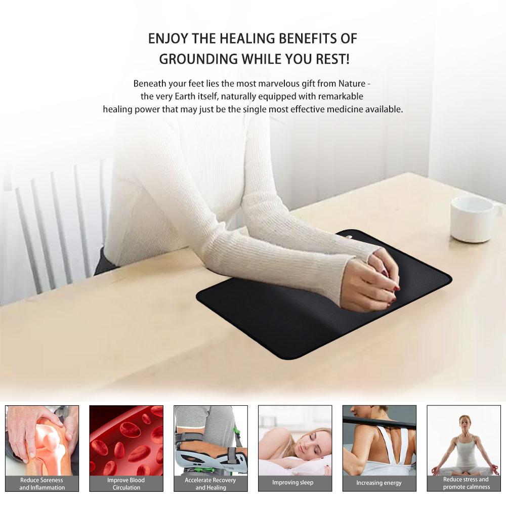 Earthing Universal Mat Grounding Mouse Pad Conductive Leather With15 Feet Connection Cord Included for Office or Home 33*27CM