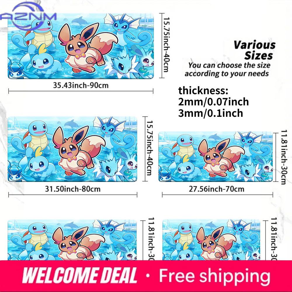 Pokemon Water Type Eevee Ocean Themed Gaming Desk Mat NonSlip Washable Mouse Pad 30x80x0.2cm