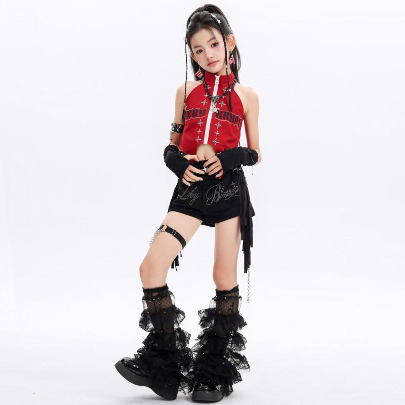 Girls Jazz Dance Outfit Kids Hip Hop Stage Performance Set Streetwear