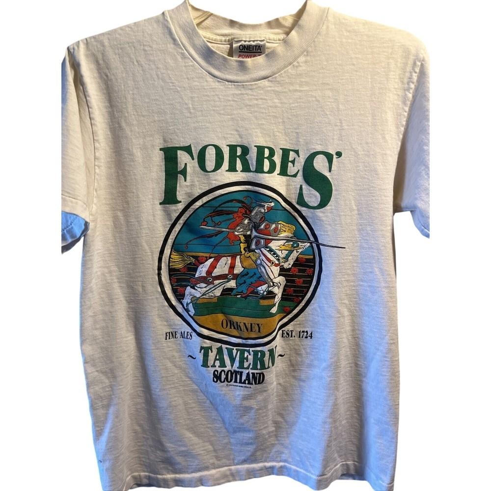 

VINTAGE Forbe’s Tavern Scotland Shirt Adult Medium White Beer Casual Men’s 4XL