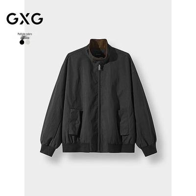 GXG Men's 2025 Autumn Two-Tone Stand Collar Casual Top